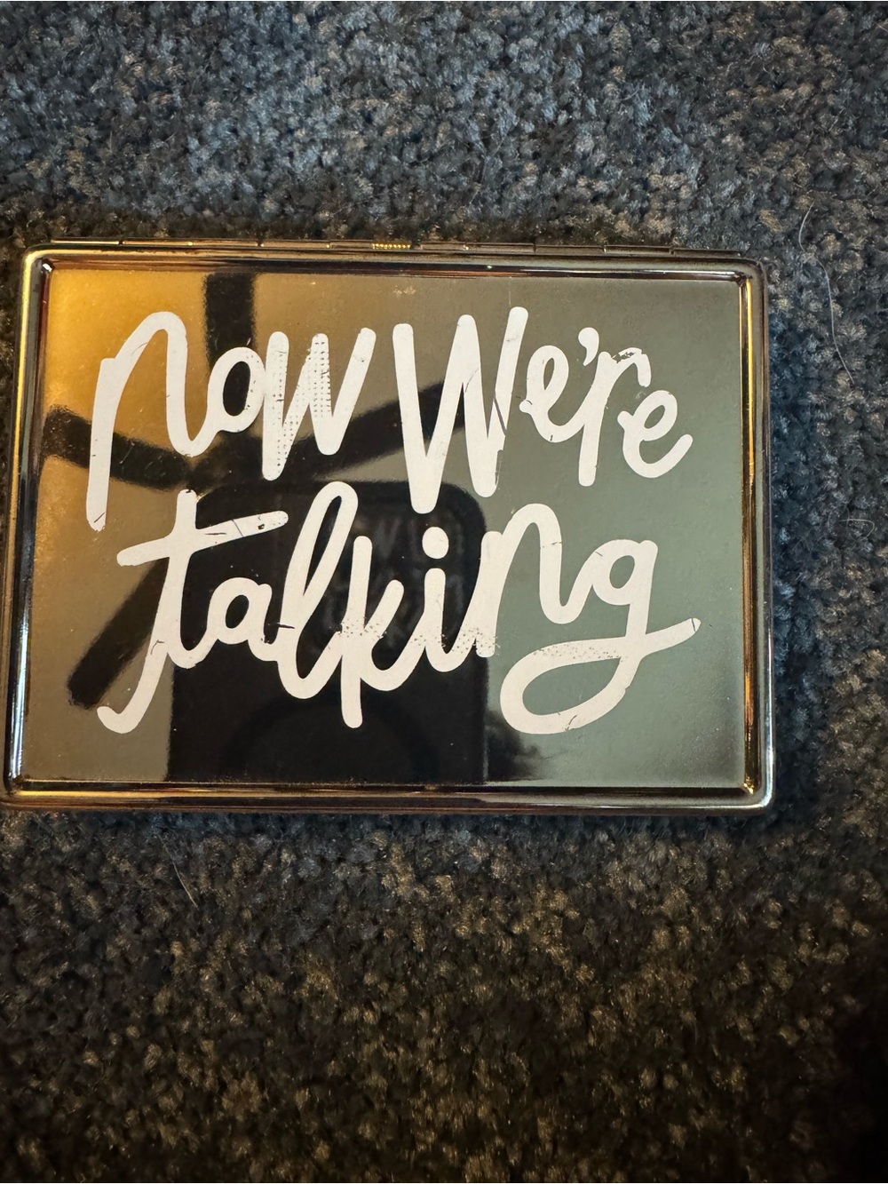 kate spade Black Sign with White Script "Now We're Talking"